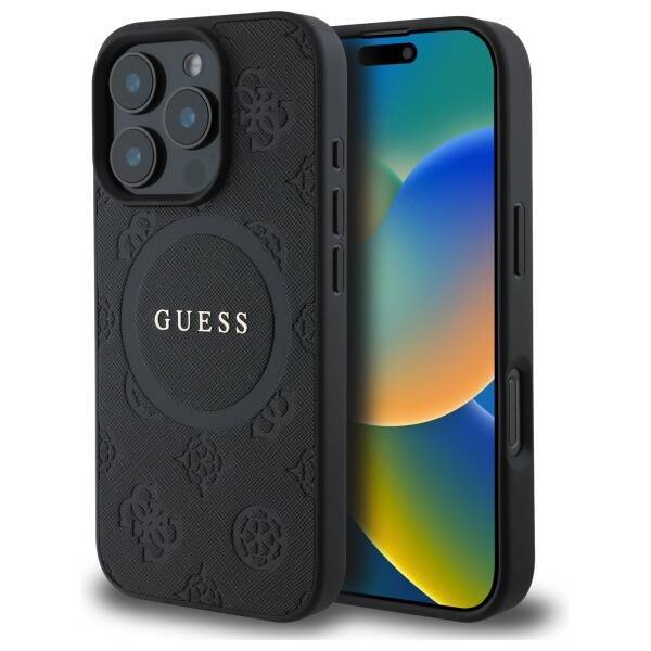 Guess GUHMP16LPSAPSMEK iPhone 16 Pro 6,3" czarny/black HC MagSafe Safiano Peony Classic Logo