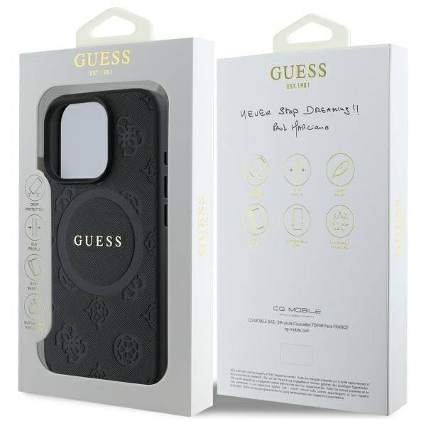 Guess GUHMP16LPSAPSMEK iPhone 16 Pro 6,3" czarny/black HC MagSafe Safiano Peony Classic Logo