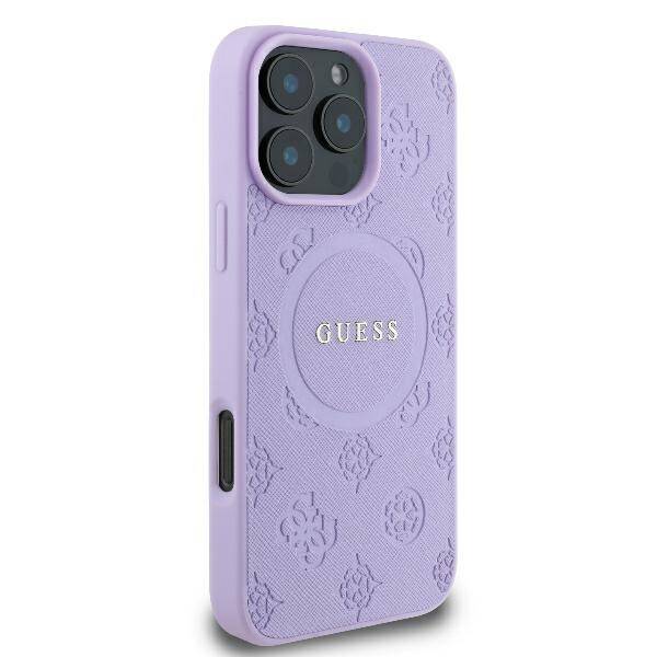 Guess GUHMP16LPSAPSMEU iPhone 16 Pro 6.3" fioletowy/purple hardcase Saffiano Peony Classic Logo MagSafe