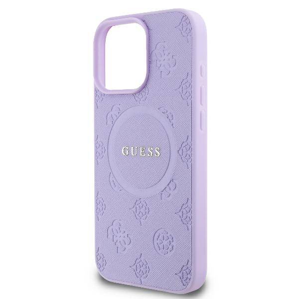 Guess GUHMP16LPSAPSMEU iPhone 16 Pro 6.3" fioletowy/purple hardcase Saffiano Peony Classic Logo MagSafe