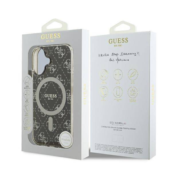 Guess GUHMP16MH4DTEW iPhone 16 Plus 6.7" brązowy/brown hardcase IML 4G Background MagSafe