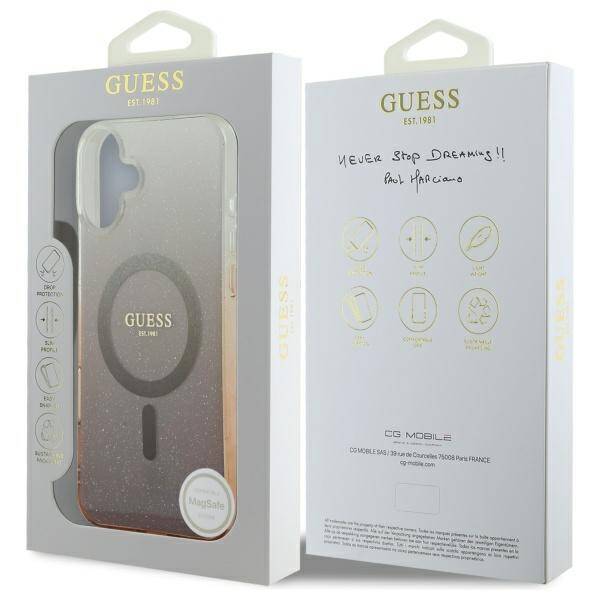 Guess GUHMP16MHGRCELW iPhone 16 Plus 6.7" brązowy/brown hardcase IML Glitter Gradient MagSafe