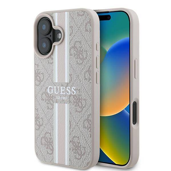 Guess GUHMP16MP4RPSP iPhone 16 Plus różowy/pink MagSafe 4G Printed Stripes