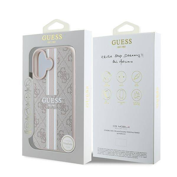 Guess GUHMP16MP4RPSP iPhone 16 Plus różowy/pink MagSafe 4G Printed Stripes