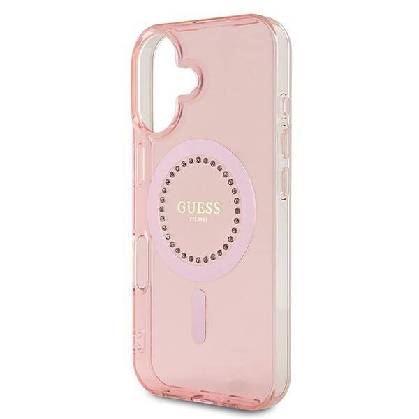 Guess GUHMP16MPFTDTEP iPhone 16 Plus 6.7" różowy/pink hardcase IML Rhinestones MagSafe