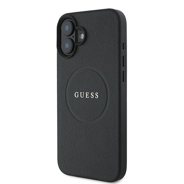 Guess GUHMP16MPGHSMMK iPhone 16 Plus czrny/black MagSafe PU Grained Gold Ring