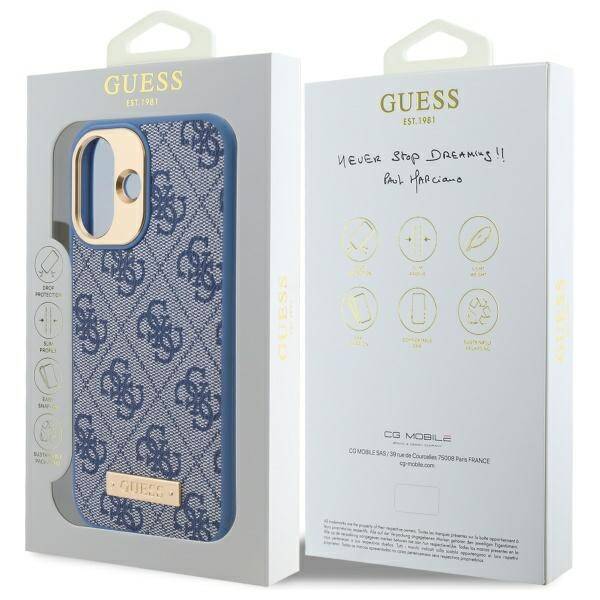 Guess GUHMP16MU4GPRB iPhone 16 Plus 6.7" niebieski/blue hardcase 4G Logo Plate MagSafe