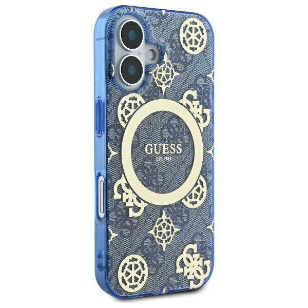 Guess GUHMP16SH4PYEEB iPhone 16 6.1" niebieski/blue hardcase IML Peony On 4G Background MagSafe