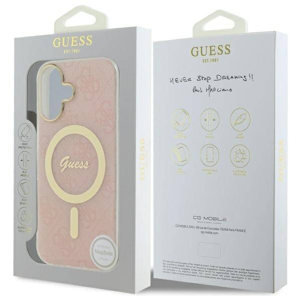 Guess GUHMP16SH4STP iPhone 16 6.1" różowy/pink hardcase IML 4G MagSafe