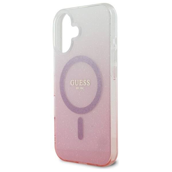 Guess GUHMP16SHGRCELP iPhone 16 6.1" różowy/pink hardcase IML Glitter Gradient MagSafe