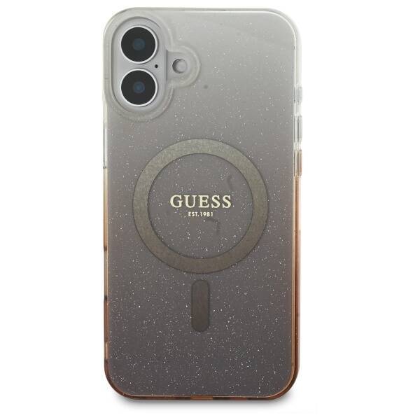 Guess GUHMP16SHGRCELW iPhone 16 6.1" brązowy/brown hardcase IML Glitter Gradient MagSafe