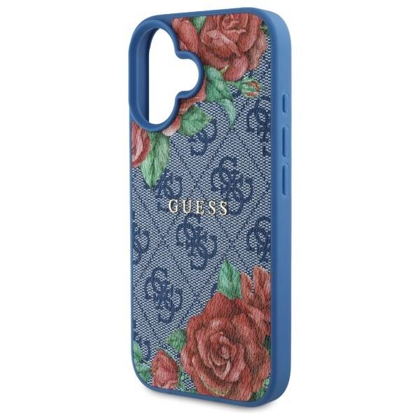 Guess GUHMP16SP4ROPEMCB iPhone 16 6.1"    niebieski/blue hardcase 4G Flowers Print MagSafe