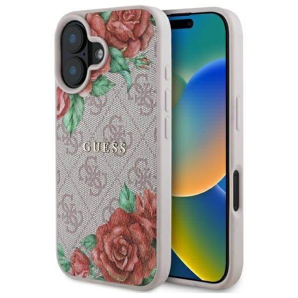 Guess GUHMP16SP4ROPEMCP iPhone 16 6.1"    różowy/pink hardcase 4G Flowers Print MagSafe