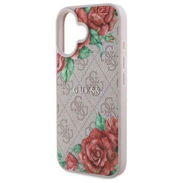 Guess GUHMP16SP4ROPEMCP iPhone 16 6.1"    różowy/pink hardcase 4G Flowers Print MagSafe