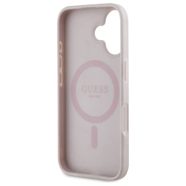 Guess GUHMP16SP4ROPEMCP iPhone 16 6.1"    różowy/pink hardcase 4G Flowers Print MagSafe