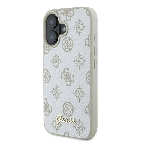 Guess GUHMP16SPGPYSH iPhone 16 6.1" biały/white hardcase Peony Script Logo MagSafe