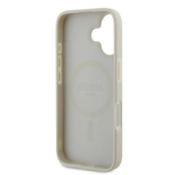 Guess GUHMP16SPGPYSH iPhone 16 6.1" biały/white hardcase Peony Script Logo MagSafe