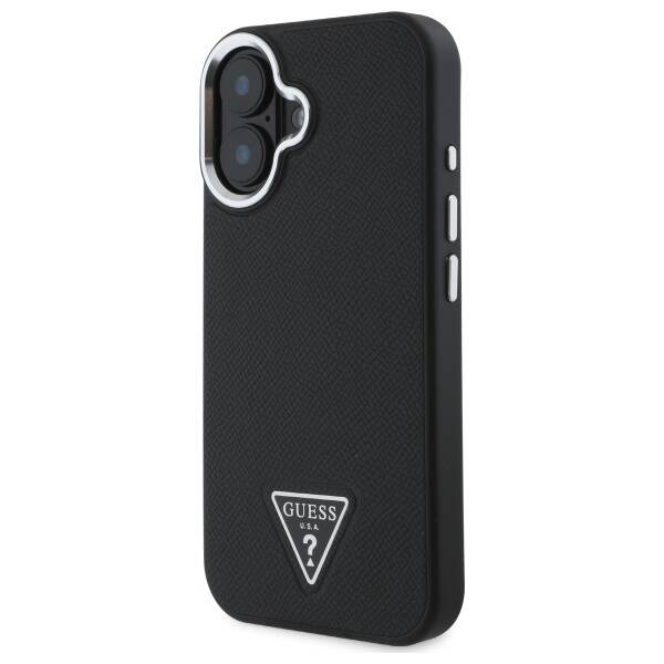 Guess GUHMP16SPGTSPSK iPhone 16 6.1" czarny/black hardcase Grained Triangle MagSafe