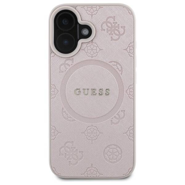 Guess GUHMP16SPSAPSMEP iPhone 16 6,1" różowy/pink HC MagSafe Safiano Peony Classic Logo