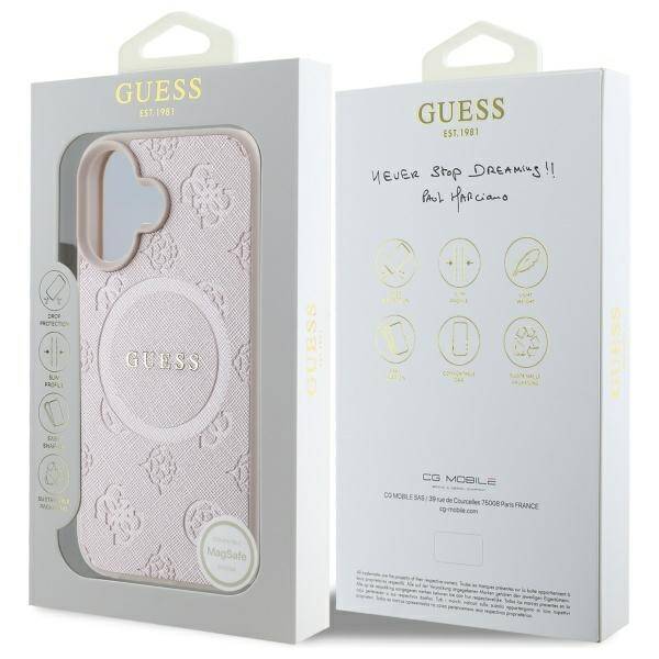 Guess GUHMP16SPSAPSMEP iPhone 16 6,1" różowy/pink HC MagSafe Safiano Peony Classic Logo