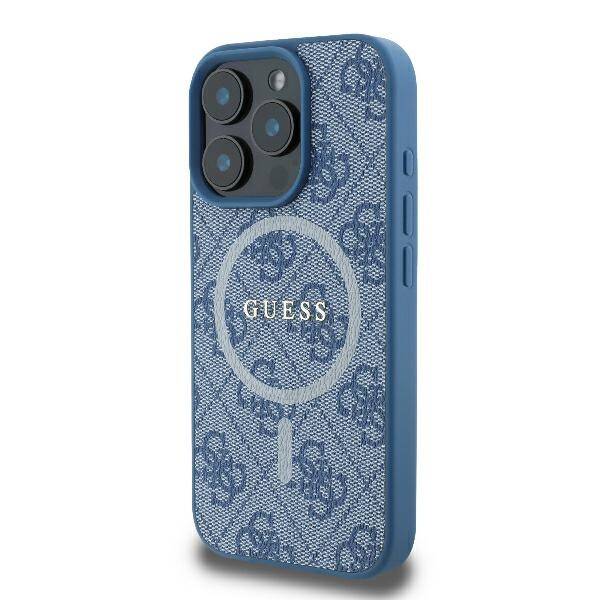 Guess GUHMP16XG4GFRB iPhone 16 Pro Max 6.9" niebieski/blue hardcase 4G Ring Classic Logo MagSafe