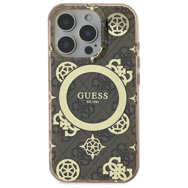 Guess GUHMP16XH4PYEEW iPhone 16 Pro Max   6.9" brązowy/brown hardcase IML Peony On 4G Background MagSafe