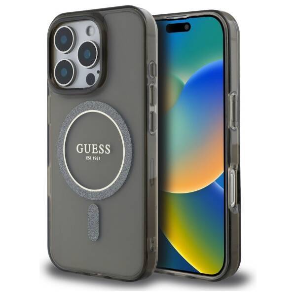 Guess GUHMP16XHFGEREK iPhone 16 Pro Max   6.9" czarny/black hardcase IML Glitter Circle MagSafe