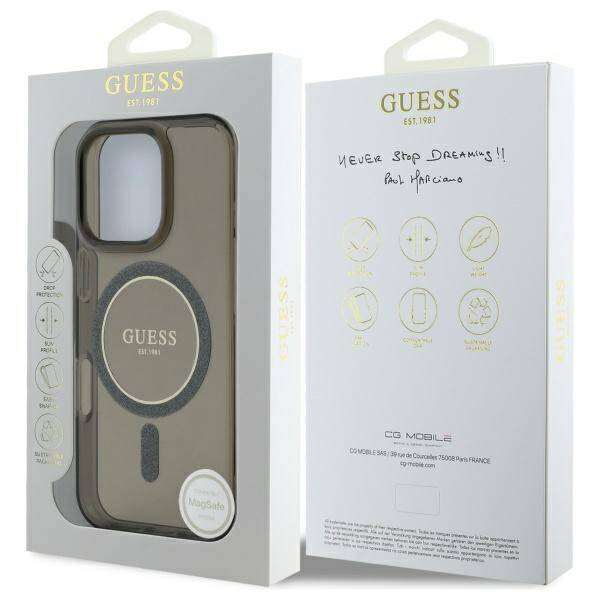 Guess GUHMP16XHFGEREK iPhone 16 Pro Max   6.9" czarny/black hardcase IML Glitter Circle MagSafe