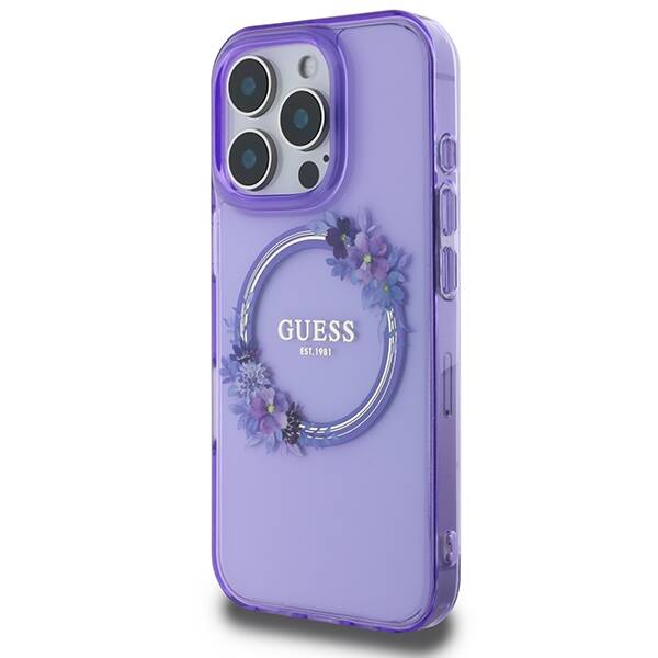 Guess GUHMP16XHFWFCU iPhone 16 Pro Max 6.9" fioletowy/purple hardcase IML Flowers Wreath MagSafe