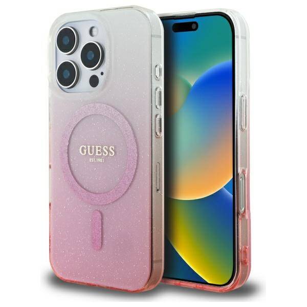 Guess GUHMP16XHGRCELP iPhone 16 Pro Max 6.9" różowy/pink hardcase IML Glitter Gradient MagSafe