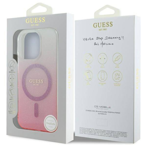 Guess GUHMP16XHGRCELP iPhone 16 Pro Max 6.9" różowy/pink hardcase IML Glitter Gradient MagSafe