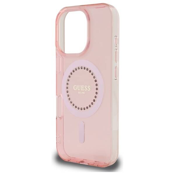 Guess GUHMP16XPFTDTEP iPhone 16 Pro Max 6.9" różowy/pink hardcase IML Rhinestones MagSafe