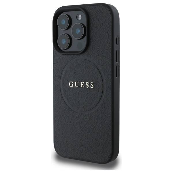 Guess GUHMP16XPGHSMMK iPhone 16 Pro Max czrny/black MagSafe PU Grained Gold Ring