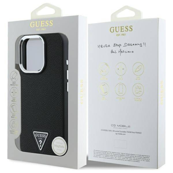 Guess GUHMP16XPGTSPSK iPhone 16 Pro Max   6.3" czarny/black hardcase Grained Triangle MagSafe