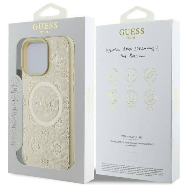 Guess GUHMP16XPSAPSMED iPhone 16 Pro Max 6,9" złoty/gold HC MagSafe Safiano Peony Classic Logo