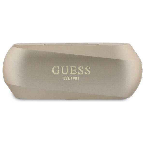 Guess słuchawki Bluetooth GUTWSC2MCDSD    TWS + stacja dokująca złoty/gold Elongated Metalic Printed Logo