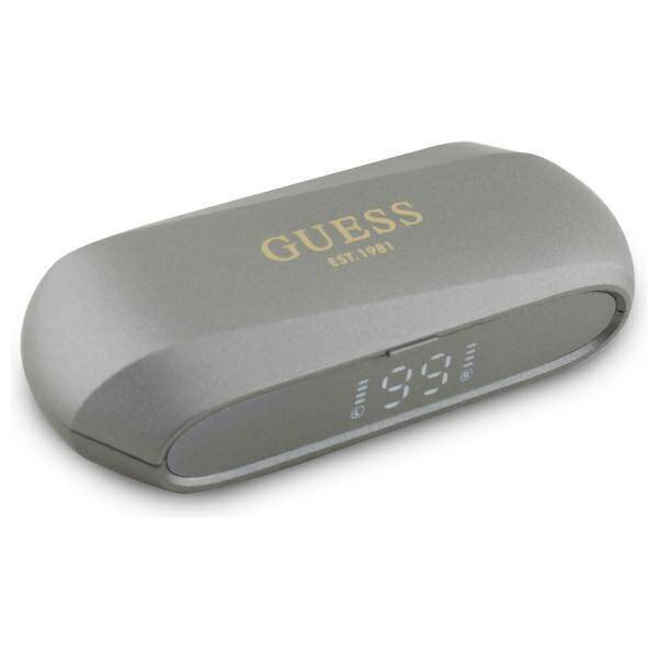 Guess słuchawki Bluetooth GUTWSC2MCDSE    TWS + stacja dokująca taupe Elongated Metalic Printed Logo