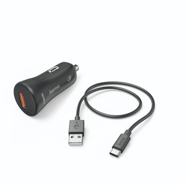 HAMA QUICK CHARGE 3A CAR CHARGER + TYPE-C CABLE 1.5M