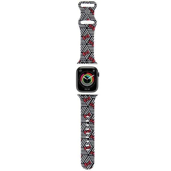 HELLO KITTY STRIPE HKAWMSDIEZK APPLE WATCH 38/40 / 41MM CZARNY / BLACK STRAP SILICONE BOWS & STRIPES