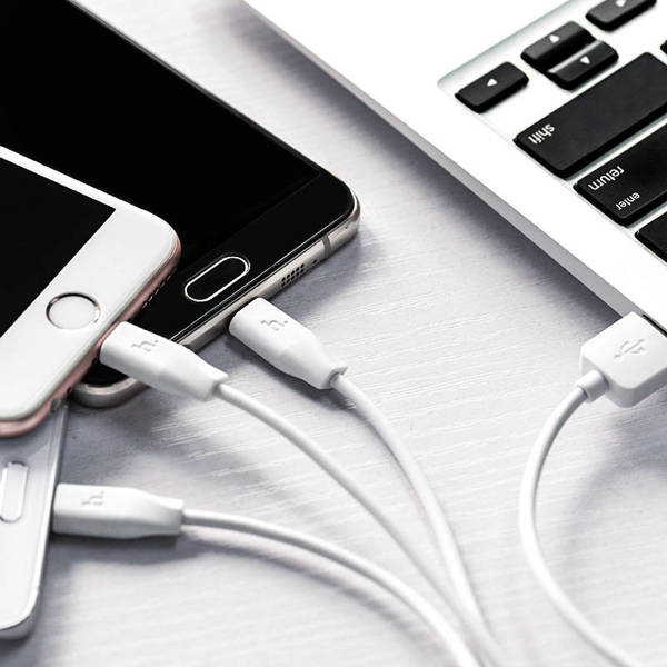 HOCO 3IN1 LIGHTNING / USB TYP-C / MICRO USB WHITE CABLE