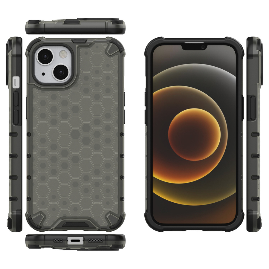 HONEYCOMB ARMORED CASE WITH A GEL FRAME IPHONE 13 BLACK