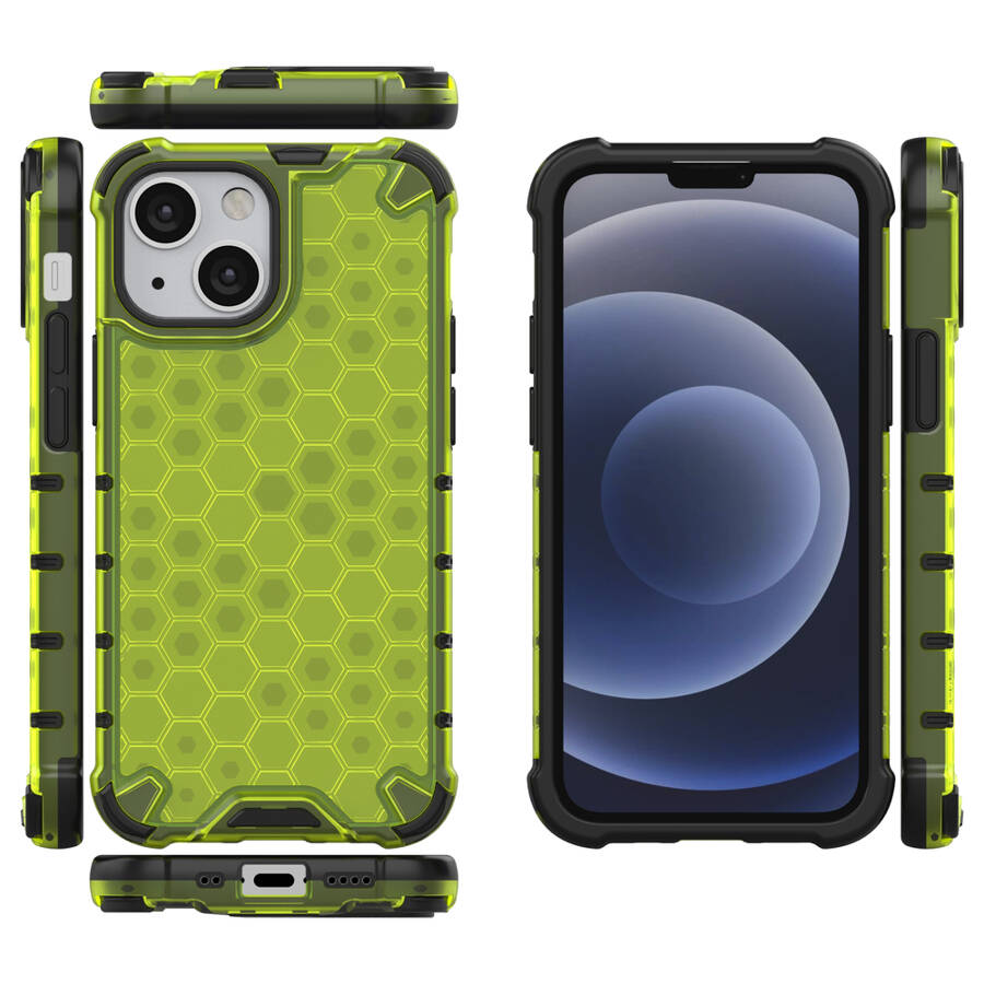 HONEYCOMB CASE ARMOR COVER WITH TPU BUMPER FOR IPHONE 13 MINI GREEN