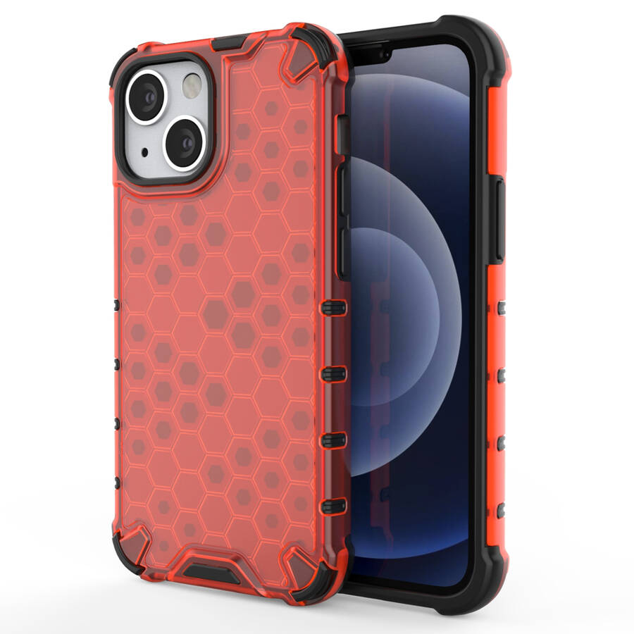 HONEYCOMB CASE ARMOR COVER WITH TPU BUMPER FOR IPHONE 13 MINI RED