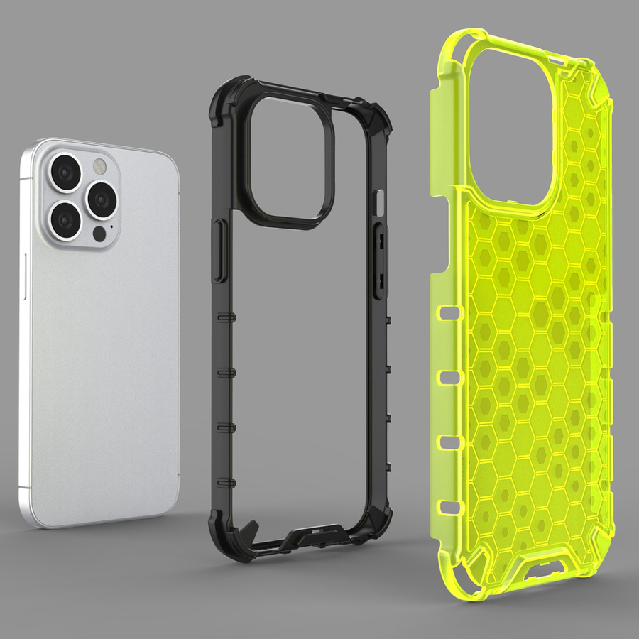 HONEYCOMB CASE ARMOR COVER WITH TPU BUMPER FOR IPHONE 13 PRO GREEN