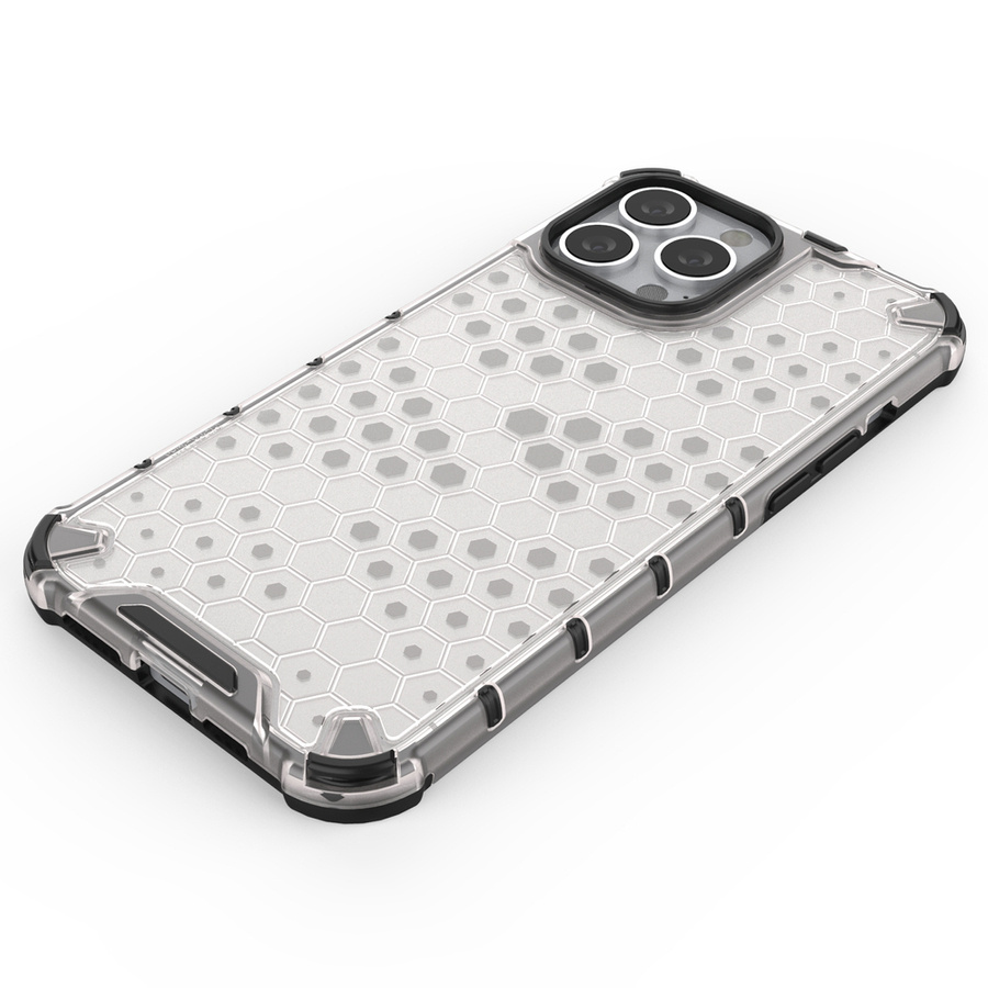 HONEYCOMB CASE ARMOR COVER WITH TPU BUMPER FOR IPHONE 13 PRO MAX BLACK