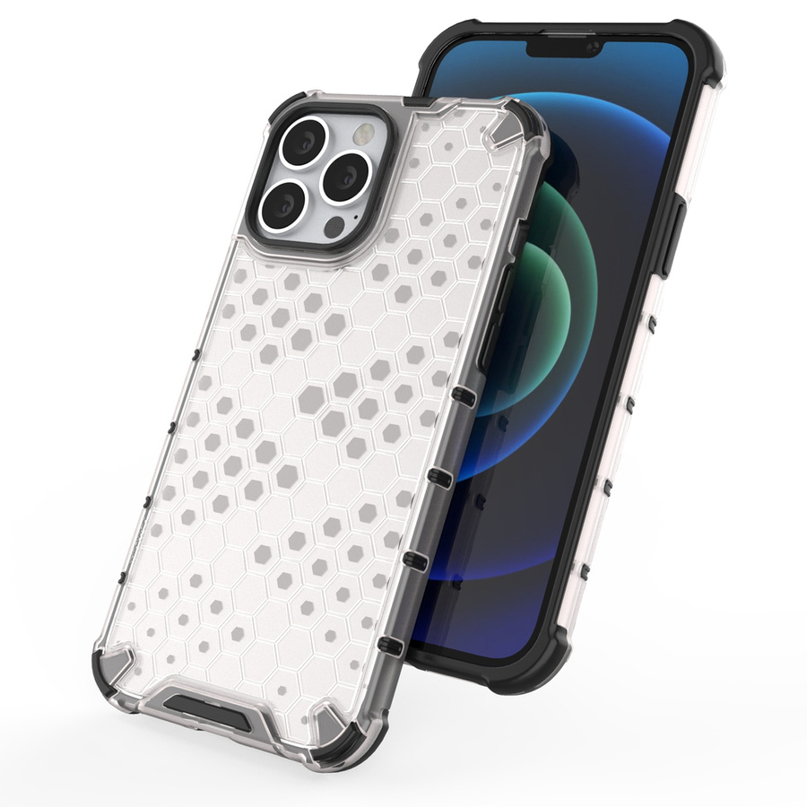 HONEYCOMB CASE ARMOR COVER WITH TPU BUMPER FOR IPHONE 13 PRO MAX BLACK