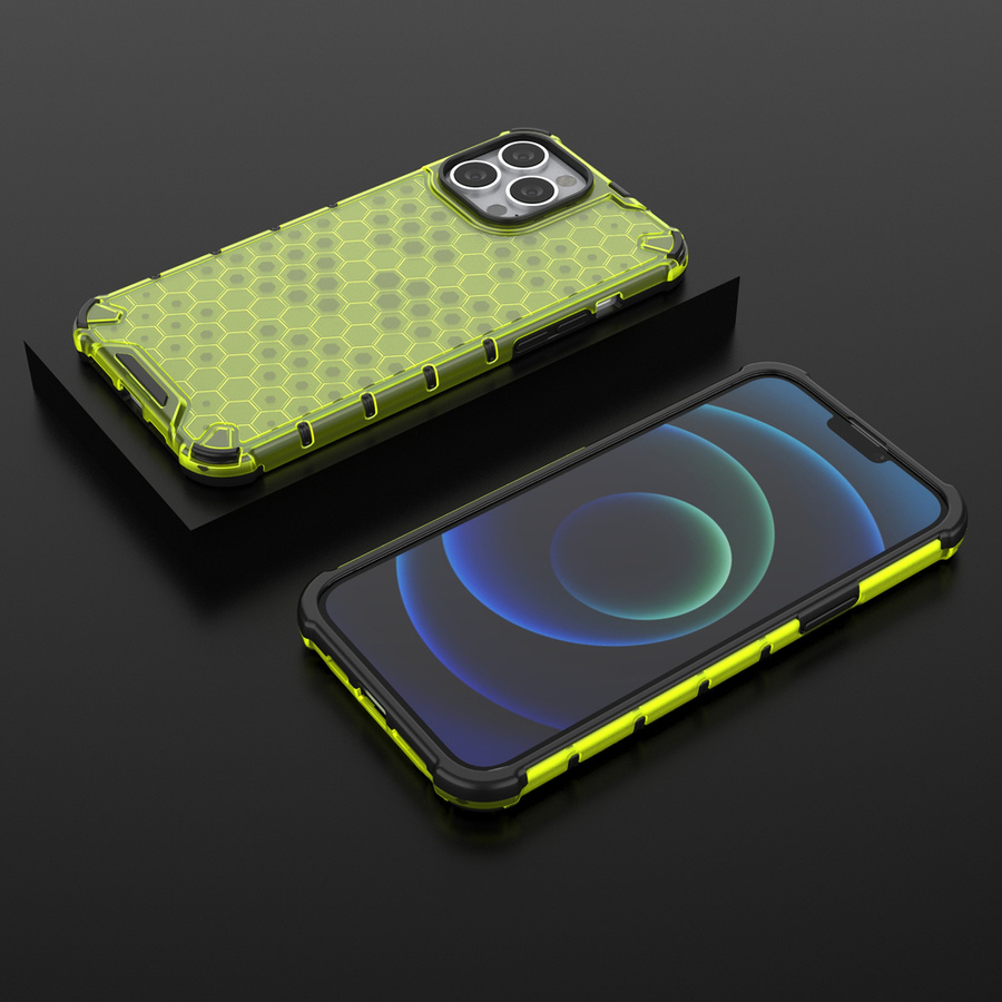 HONEYCOMB CASE ARMOR COVER WITH TPU BUMPER FOR IPHONE 13 PRO MAX GREEN