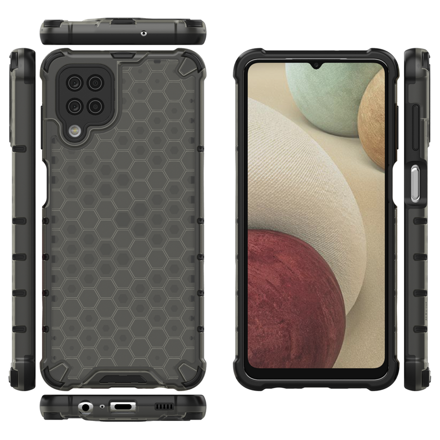 HONEYCOMB CASE ARMOR COVER WITH TPU BUMPER FOR SAMSUNG GALAXY A12 / GALAXY M12 BLACK