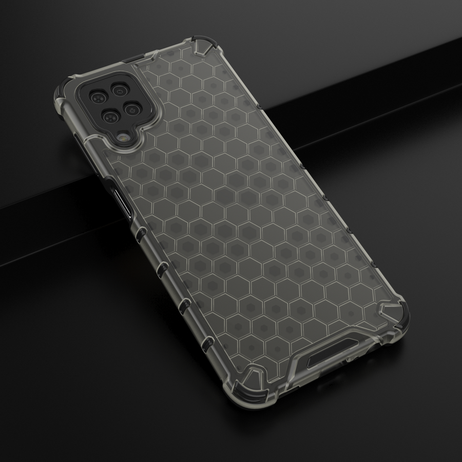 HONEYCOMB CASE ARMOR COVER WITH TPU BUMPER FOR SAMSUNG GALAXY A12 / GALAXY M12 BLACK