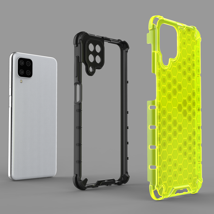 HONEYCOMB CASE ARMOR COVER WITH TPU BUMPER FOR SAMSUNG GALAXY A12 / GALAXY M12 BLACK